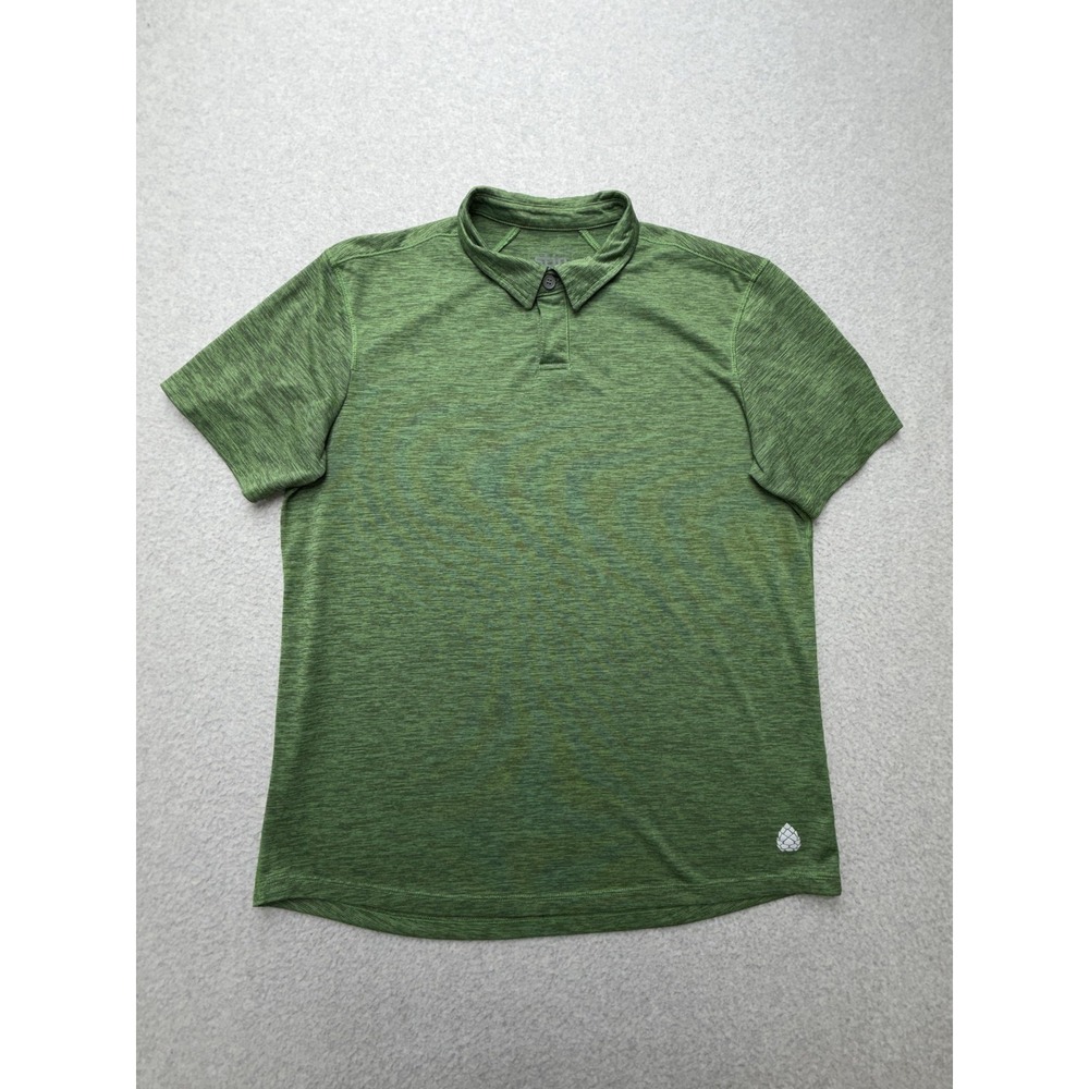 Stio Icefloe Tech Polo Shirt Mens Large Green Heather Performance Hiking Outdoor